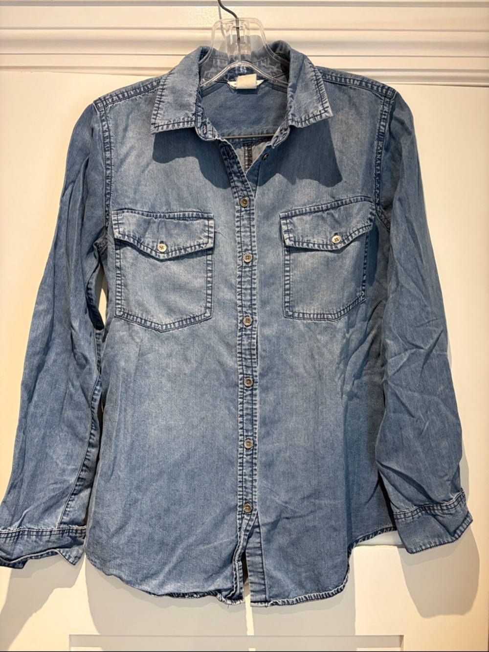 Club Monaco Classic Light Blue Denim Button-Up Shirt
